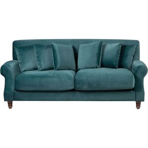 BELIANI Living Room 3 Seater Sofa Couch Vintage Velvet Teal Eike - Blue