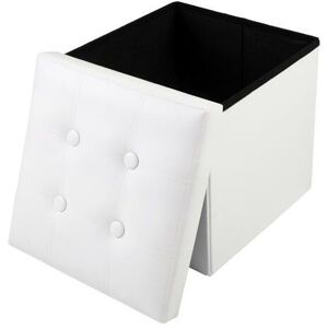 FAMIHOLLD 383838cm Portable Leather Ottoman Shape Storage PVC Concave Surface White Easy Use