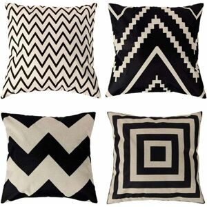 Alwaysh - 4 Pcs Cushion Covers 45 x 45 cm, Square Decorative Pillow Case Sofa Cushion Cover Black and White Animal Print Mingon Linen Home Decoration