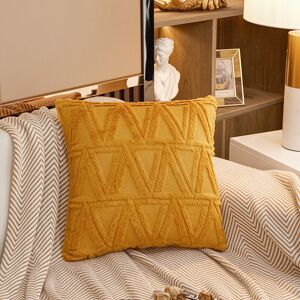 4 pcs Soft Plush Short Wool Velvet Decorative Cushion Covers Luxury Style for Sofa Bedroom Yellow 45 x 45 cm GROOFOO