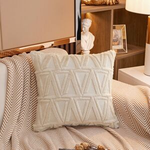 Groofoo - 4 pcs Soft Plush Wool Short Velvet Decorative Cushion Covers Luxury Style for Sofa Bedroom Beige 45 x 45 cm