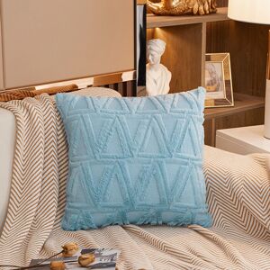 Groofoo - 4 pcs Soft Plush Wool Short Velvet Decorative Cushion Covers Luxury Style for Sofa Bedroom Blue 45 x 45 cm