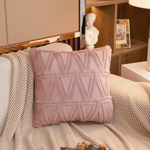 Groofoo - 4 pcs Soft Plush Wool Short Velvet Decorative Cushion Covers Luxury Style for Sofa Bedroom Pink 45 x 45 cm