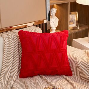 Groofoo - 4 pcs Soft Plush Woolen Short Velvet Decorative Cushion Covers Luxury Style for Sofa Bedroom Big Red 45 x 45 cm