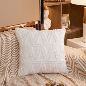 Groofoo - 4 pcs Soft Plush Woolen Short Velvet Decorative Cushion Covers Luxury Style for Sofa Bedroom White 45 x 45 cm