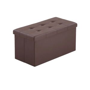 DENUOTOP 76x38x38cm Glossy Pull Point pvc mdf Foldable Storage Footstool Dark Brown