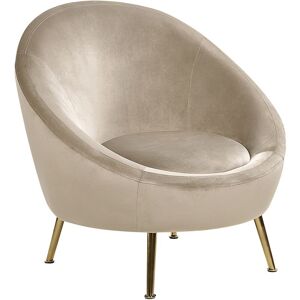 Beliani - Accent Tub Chair Glam Velvet Fabric Upholstery Gold Legs Taupe Langa - Beige