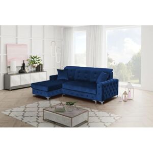 SLIDING WARDROBES 4U Alguno Plush Velvet Small/Large Ottoman Storage Sofa Bed (Blue - SmallLeft)