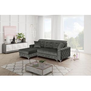 SLIDING WARDROBES 4U Alguno Plush Velvet Small/Large Ottoman Storage Sofa Bed (Grey - SmallLeft)