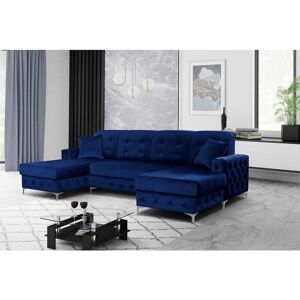 SLIDING WARDROBES 4U Alguno Plush Velvet Small/Large Ottoman Storage Sofa Bed (Blue - Large)