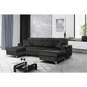 SLIDING WARDROBES 4U Alguno Plush Velvet Small/Large Ottoman Storage Sofa Bed (Black - Large)