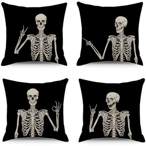 Cut Out Pillow Case 18' x 18', Black Skull Outdoor Decor Pillow Cover Set of 4, Gothic Cushion Cover for Sofa Bed Car Chair Living Room - Alwaysh