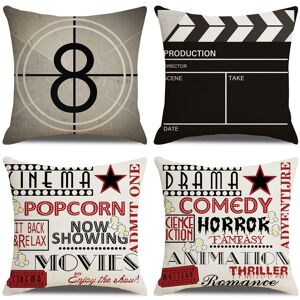 Alwaysh - Set of 4 Cotton and Linen Printed Retro Movie Square Cushion Cover for Bed Car Home Sofa 45 x 45 cm