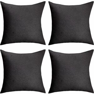 Alwaysh - Waterproof Black Linen Outdoor Cushion Covers Decorative Pillowcases for Chairs, 18' x 18', Set of 4, Black - black