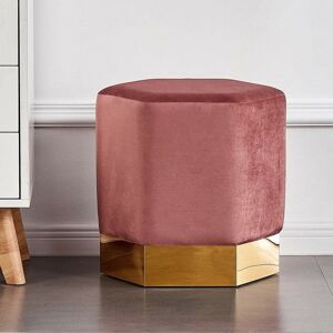 Life Interiors - Amore lux Velvet Pouffe, Footstool, Living Room Furniture, Hexagon Shape, Modern Pouffe, Single, Pink - Pink