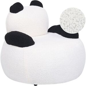 Beliani - Animal Chair Boucle Upholstery Panda Shape Design with Armrests Plush Nursery Furniture for Children White and Black Viby - White