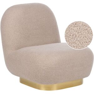 Beliani - Armchair Glam Art Deco Boucle Fabric Upholstery Gold Base Beige Loviisa - Beige