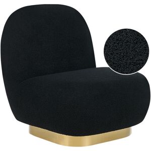 Beliani - Armchair Glam Art Deco Boucle Fabric Upholstery Gold Base Black Loviisa - Black