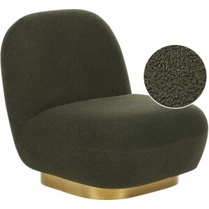 Beliani - Armchair Glam Art Deco Boucle Fabric Upholstery Gold Base Green Loviisa - Green