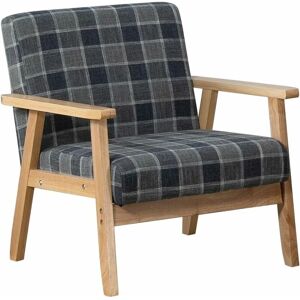 NICEME Armchair Wood Frame Accent Chair for Living Room Armchair Home Furniture (Tartan Grey)