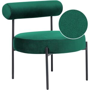 Beliani - Armless Chair Round Seat Roll Back Vintage Design Velvet Upholstery Emerlad Green Alpha - Green