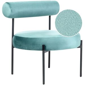 BELIANI Armless Chair Round Seat Roll Back Vintage Design Velvet Upholstery Green Alpha - Green