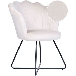 Beliani - Armless Chair Round Seat Shell Back Vintage Design Velvet Upholstery Off-white Lovelock - White