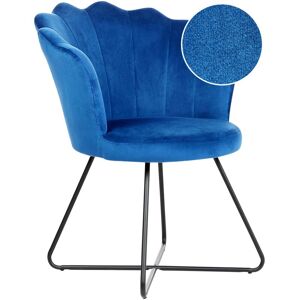 Beliani - Armless Chair Round Seat Shell Back Vintage Design Velvet Upholstery Navy Blue Lovelock - Blue