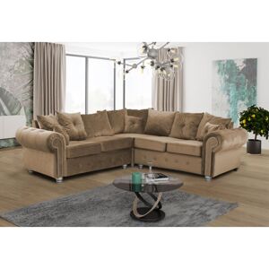 SLIDING WARDROBES 4U Ashwin Plush Velvet Corner Sofa with Back Cushions - Mustard