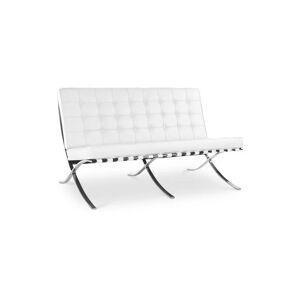 PRIVATEFLOOR Polyurethane Leather Upholstered Sofa - 2 Seater - Town White Stainless Steel, Vegan leather, Metal - White