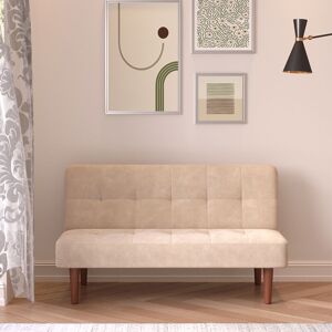 WARMIEHOMY Beige 2 Baby Seater Convertible Sofa Bed with Wooden Legs