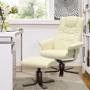 WARMIEHOMY Beige Upholstered Swivel Recliner Chair with Ottoman