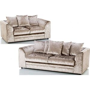 FANCY SOFA Bella 3 & 2 Seater Crushed Velvet Sofa Set - Champagne