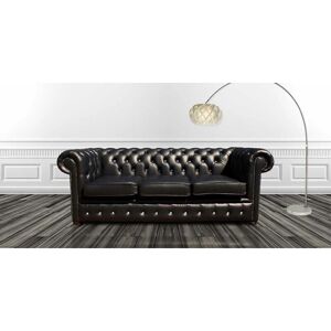 DESIGNER SOFAS 4 U Black Leather Chesterfield 3 Seater crystallized™ Diamond Sofa Offer