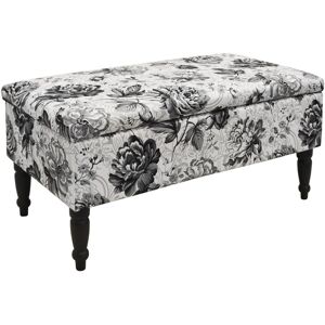 WATSONS Black rose - Storage Ottoman Stool / Blanket Box / Padded Trunk - Black / White - Black / White