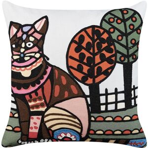 BELIANI Boho Cotton Cushion Cat Motif 50 x 50 cm Multicolour Mehsana - Multicolour