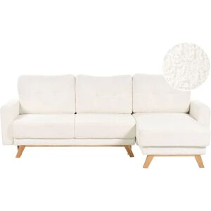 BELIANI Boucle Left Corner Sofa Sleeper Function Pull Out Tufted Cushioned Back Grey Siro - White