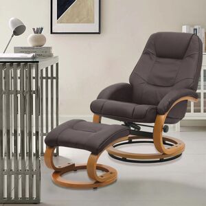 WARMIEHOMY Brown Ergonomic Executive Office Reclining Chair with Footstool