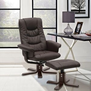 WARMIEHOMY Brown Upholstered Swivel Recliner Chair with Ottoman