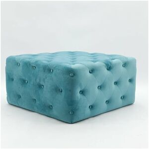 BUTTERCUP FARM MINSTER Buttoned Square Footstool - L80 x W80 x H45 cm - Blue