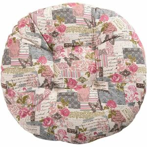 MUMU Chair cushion, round, seat cushion, floral pattern, animal print, seat cushion, 40 cm, cotton and linen, pink
