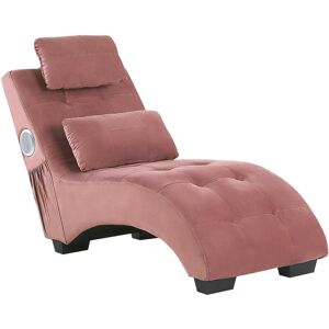 BELIANI Chaise Lounge Modern Pink Velvet Inbuilt Bluetooth Speaker usb Simorre - Pink