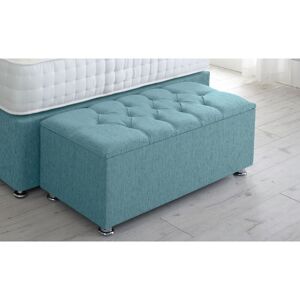 Serene Living - Chesterfield Chenille Gas Lift Ottoman Storage Box - Aqua