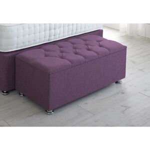 Serene Living - Chesterfield Chenille Gas Lift Ottoman Storage Box - Aubergine