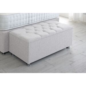 Serene Living - Chesterfield Chenille Gas Lift Ottoman Storage Box - Ivory