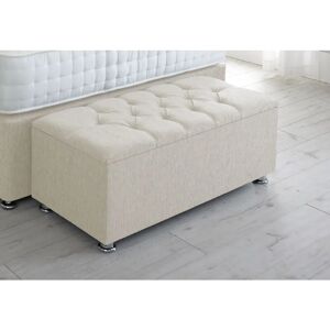 Serene Living - Chesterfield Chenille Gas Lift Ottoman Storage Box - Cream