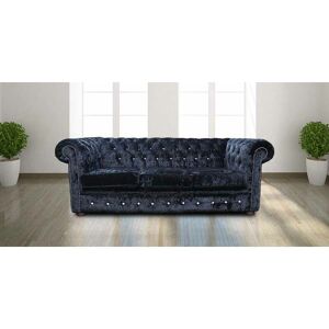DESIGNER SOFAS 4 U Chesterfield Crystal Diamond 3 Seater Black Velvet Sofa Offer