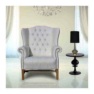 DESIGNER SOFAS 4 U Chesterfield CRYSTALLIZED™ Elements Hamilton High Back Wing Chair White Leather