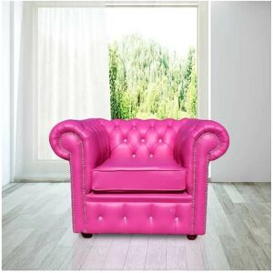 DESIGNER SOFAS 4 U Chesterfield crystallized™ - Elements Low Back ArmChair Vele Pink Leather