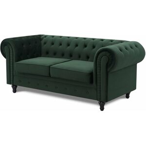 HOME DETAIL Chesterfield Pleat Green Velvet Sofa 2s